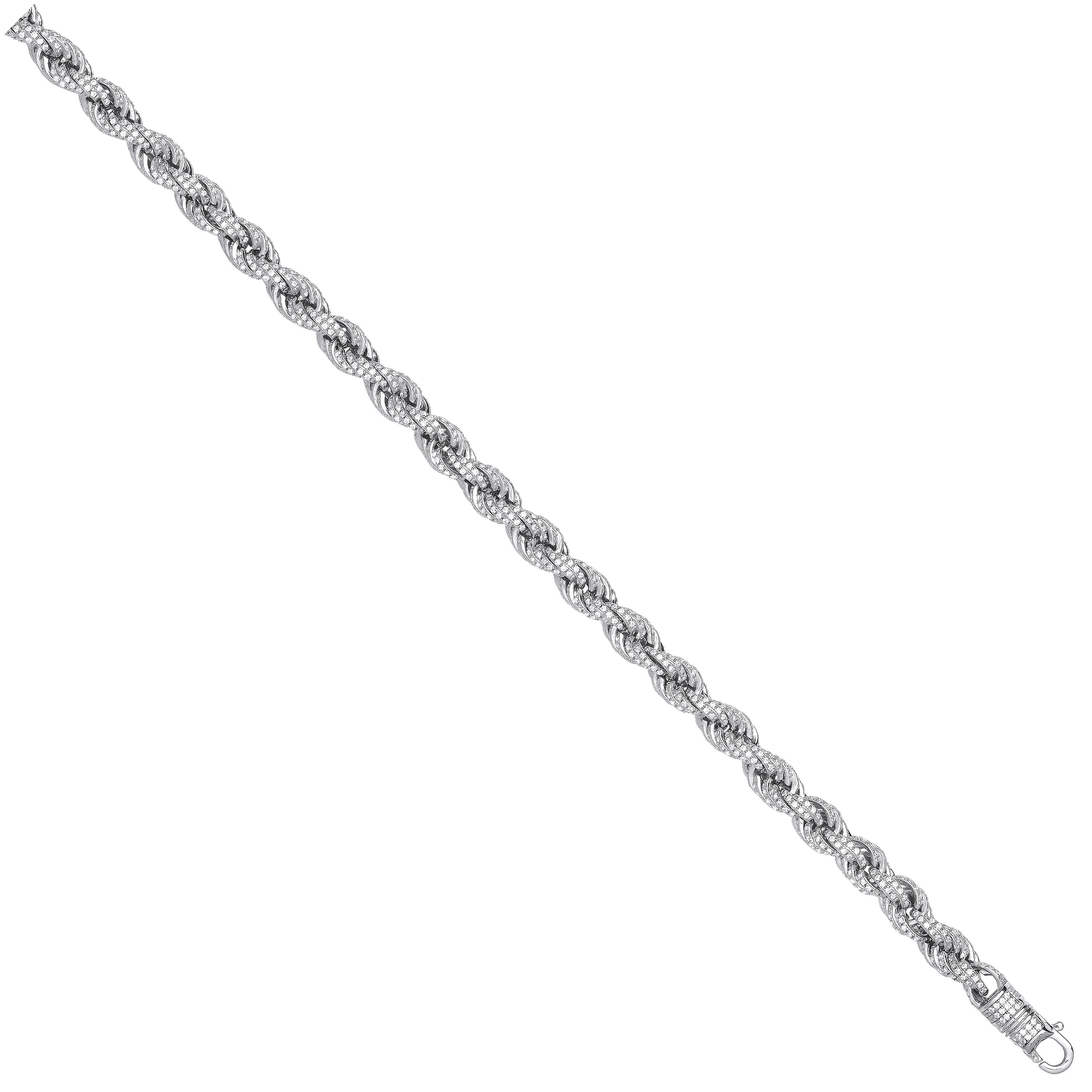 Silver 7mm CZ Set Rope Chain