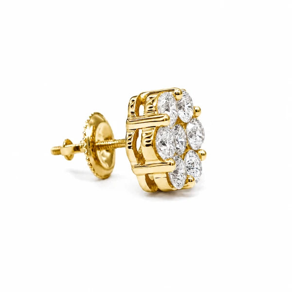 Erkals Jewellers Flower Stud Earrings 18K Gold 2.00ctw