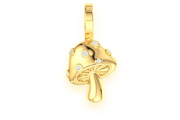 Erkals Jewellers Mushroom Pendant 18K Gold Diamond 0.02ct