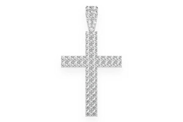 Erkals Jewellers Two Row Cross Pendant 18K Gold Diamond 2.25ctw