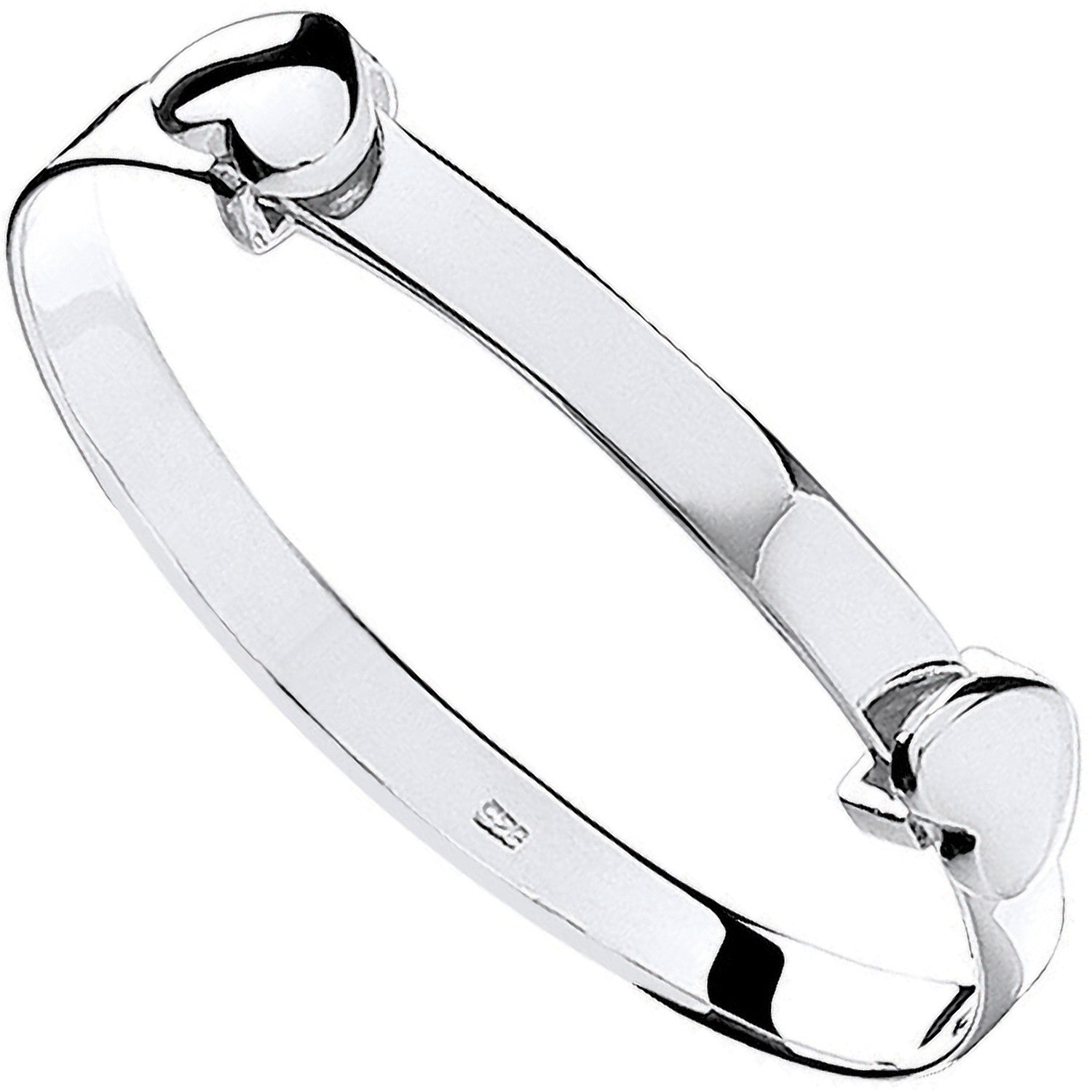 Silver Expandable Heart Baby Bangle