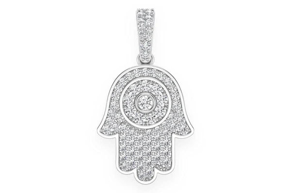 0.45ct Diamond Hamsa Pendant 14K Solid Gold