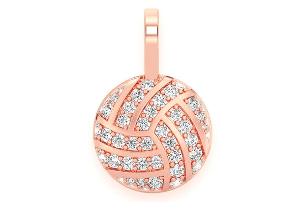 Pendentif diamant volley-ball 0,50 ct en or massif 14 carats