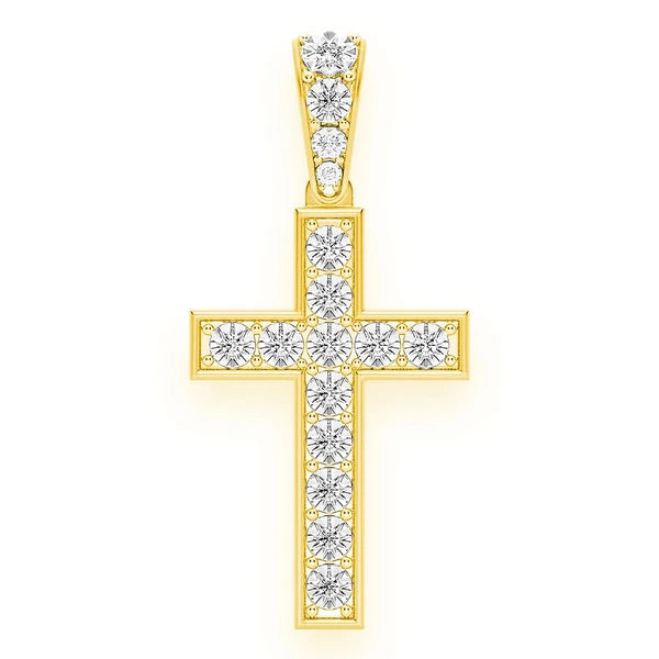Erkals Jewellers Miracle Set Cross Medium Pendant 18K Gold Diamond 0.25ctw