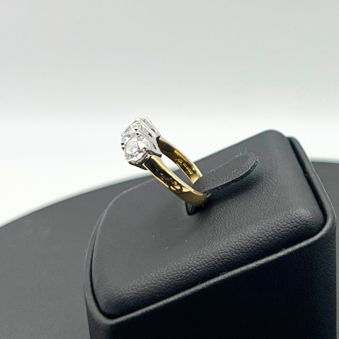 2.00ct Diamond Claw Set Trilogy Ring 18K Yellow & White Gold