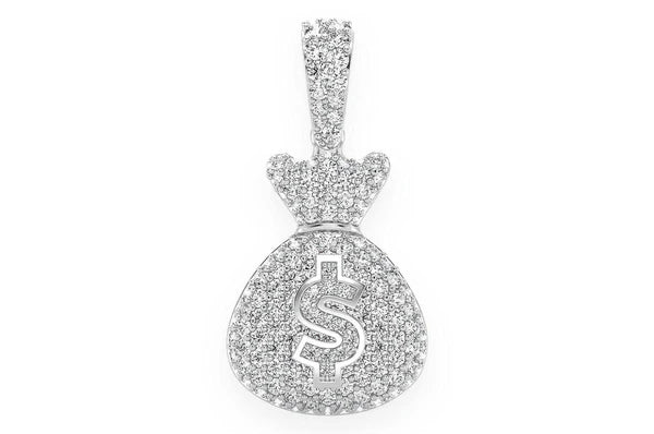 1.33ct Diamond Money Bag Pendant 14K Solid Gold