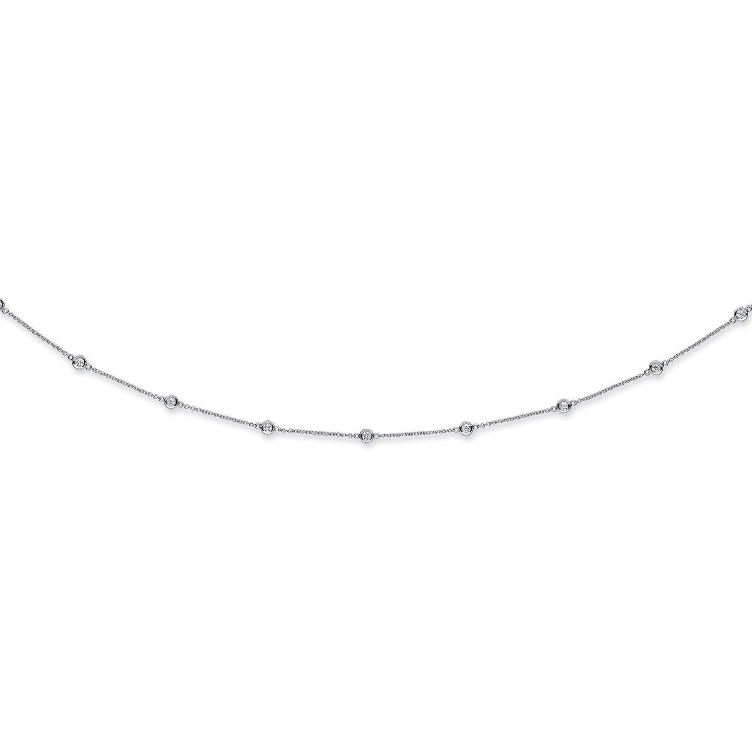 18ct White Gold 1.00ct Diamond by the yard Necklace (18in/45cm)