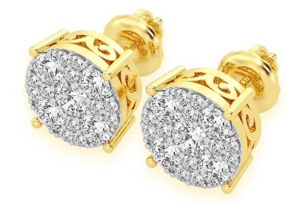 Erkals Jewellers Mosaic Stud Earrings 18K Gold 3.00ctw