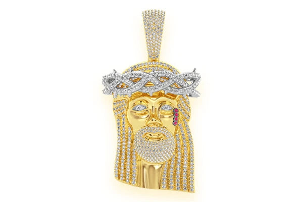 Erkals Jewellers Large Jesus Of Nazareth Pendant 18K Gold Diamond 9.25ctw