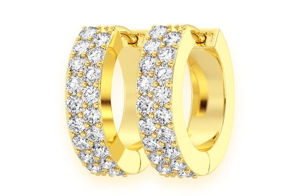 Erkals Jewellers Two Row Pave Huggie Hoop Earrings 18K Gold 0.35ctw
