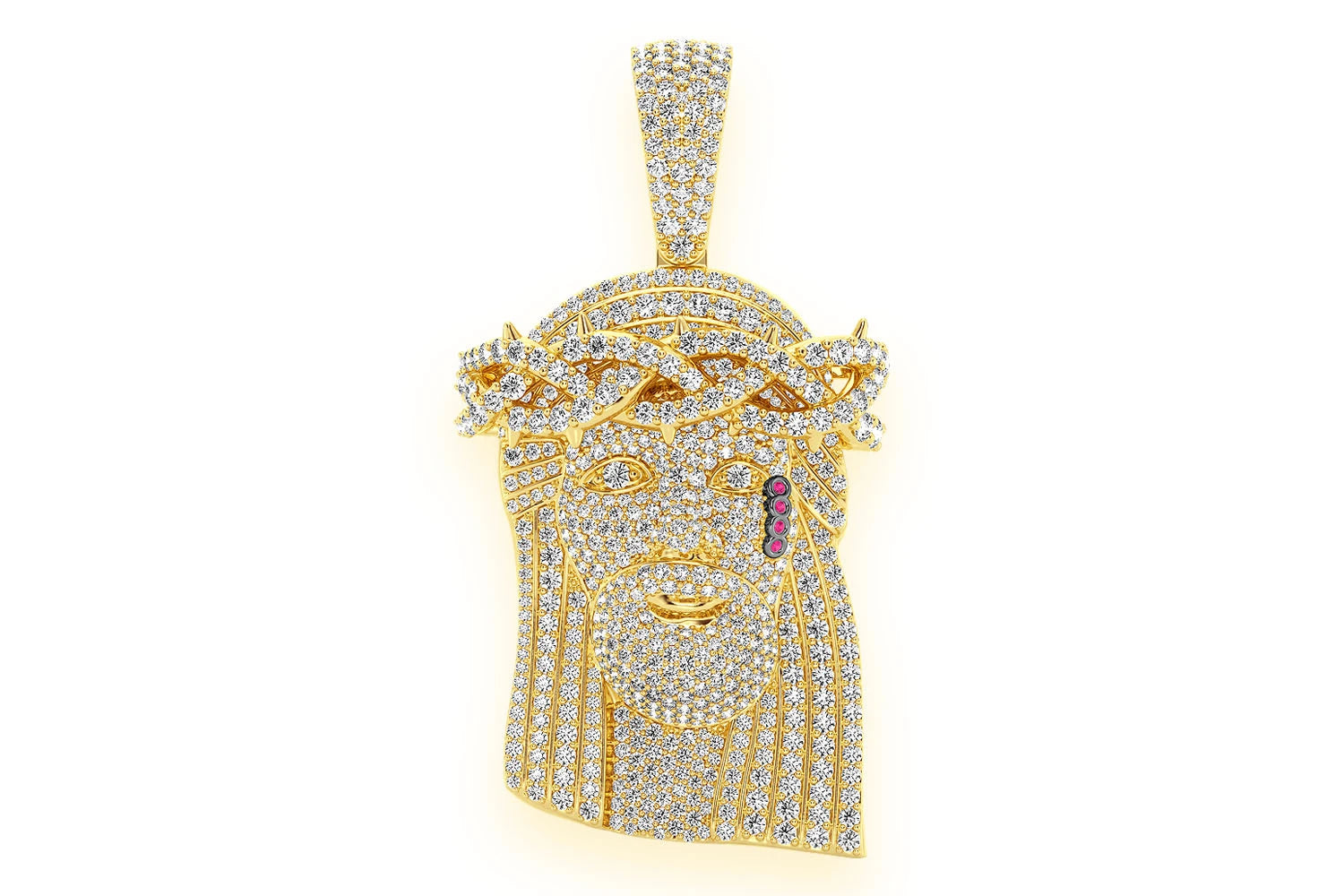 Erkals Jewellers Jesus Pendant 18K Yellow Gold Diamond Ruby