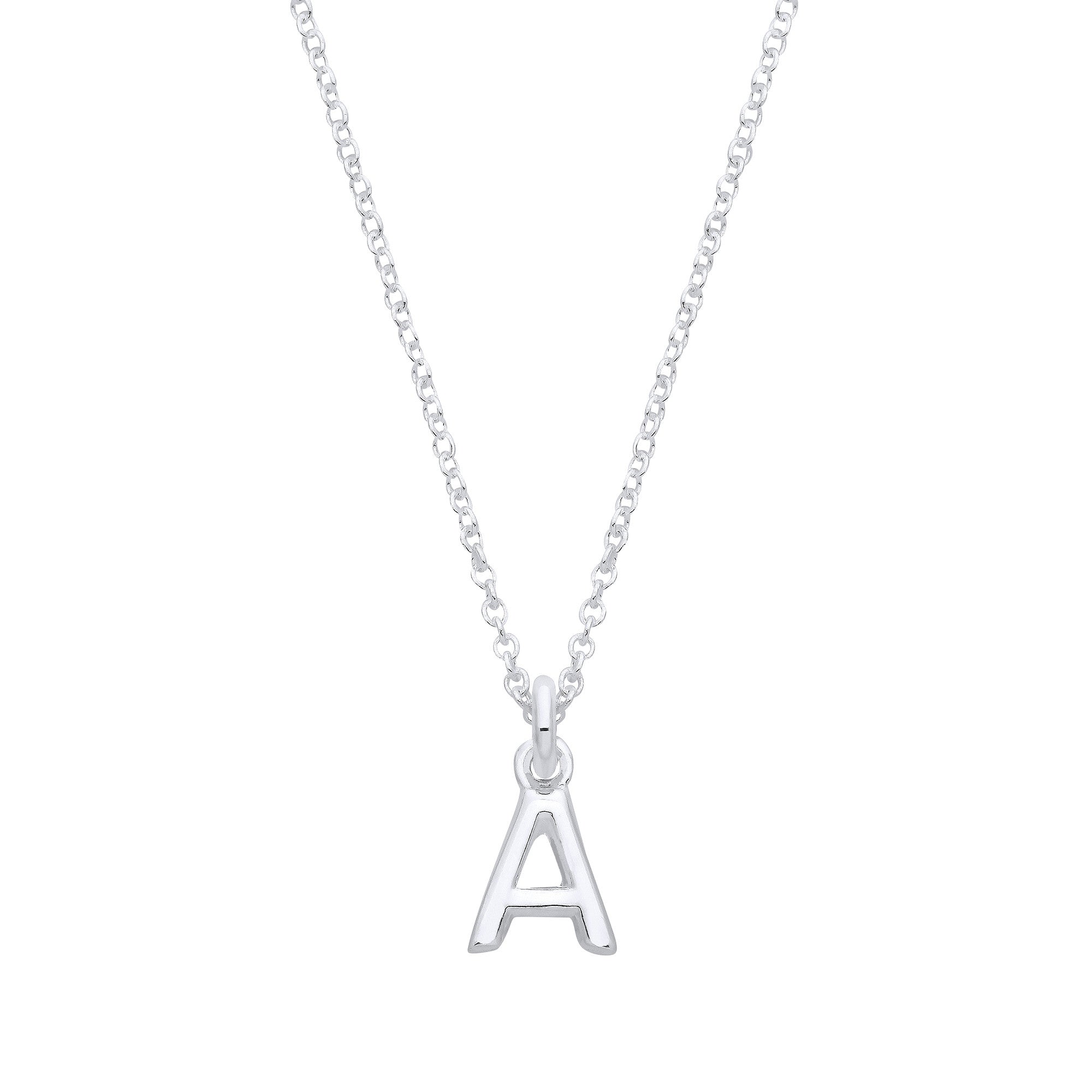 Silver Small Plain Initial 16" + 1" Necklace