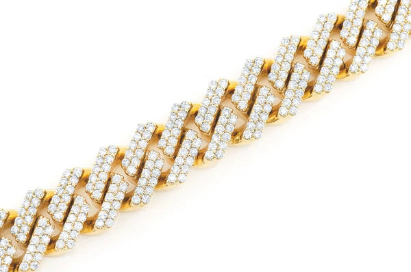 Erkals Jewellers 11mm Raised Diamond Cuban Link Bracelet 18K Gold 8.50ctw