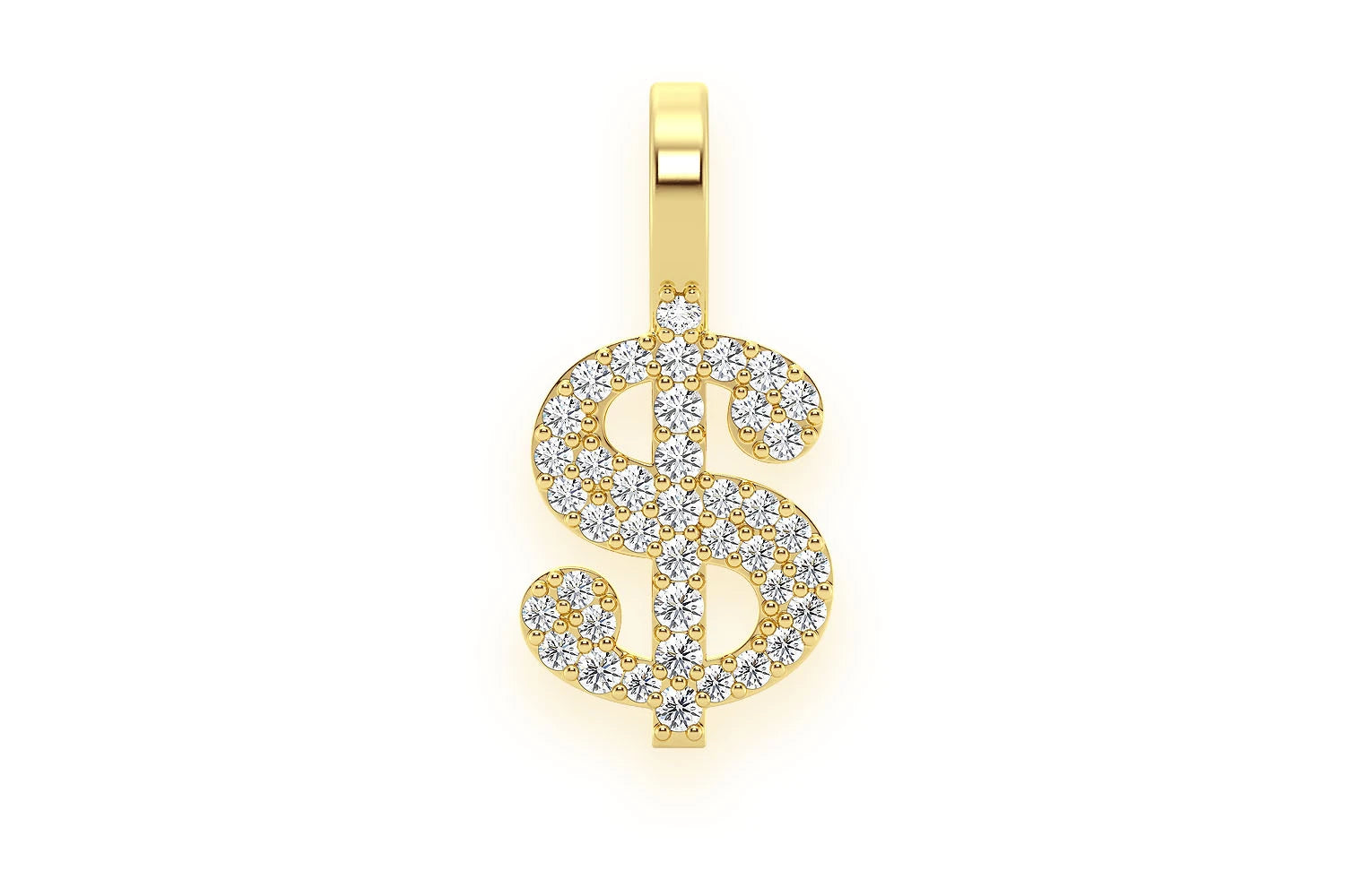 Erkals Jewellers US Dollar Sign Pendant 18K Gold Diamond 0.20ctw