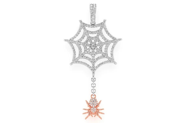 1.00ct Diamond Spider Web Pendant 14K Solid Gold