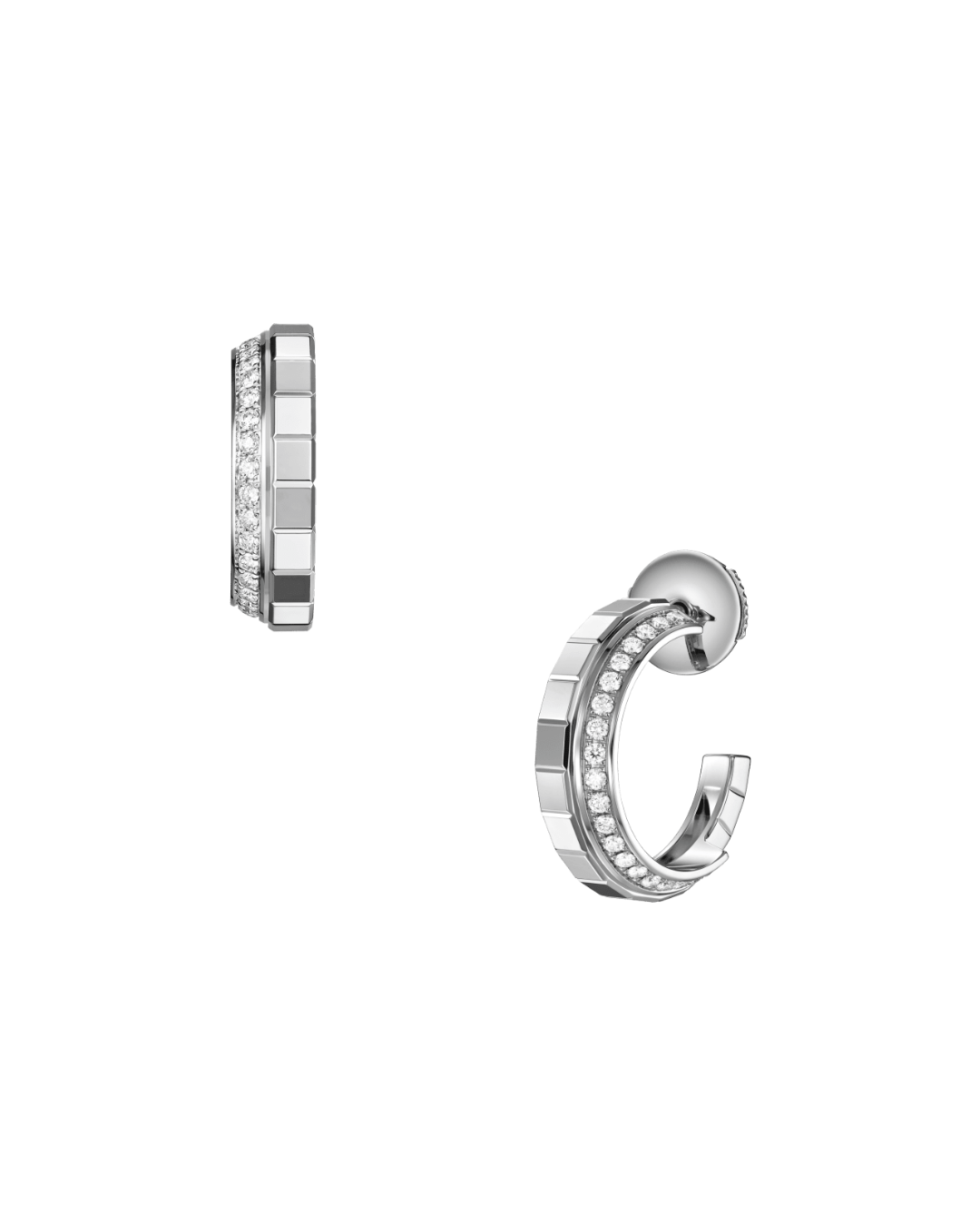 Ice Cube Small Hoop Full-Set Diamond Earrings 18ct White Gold