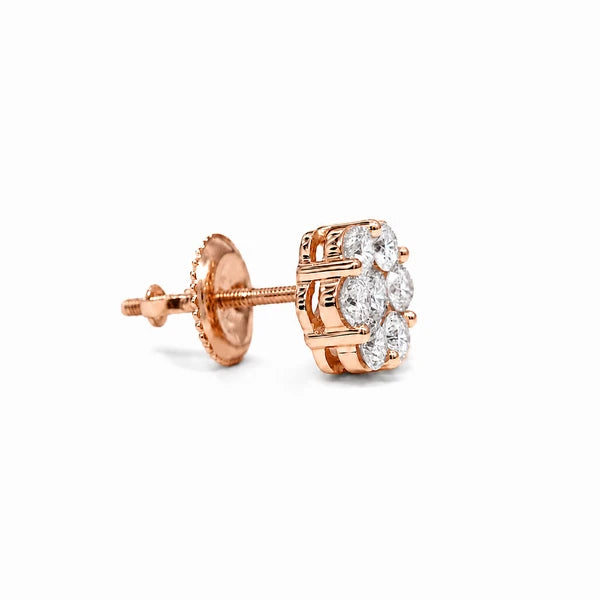 Erkals Jewellers Flower Stud Earrings 18K Gold 1.00ctw