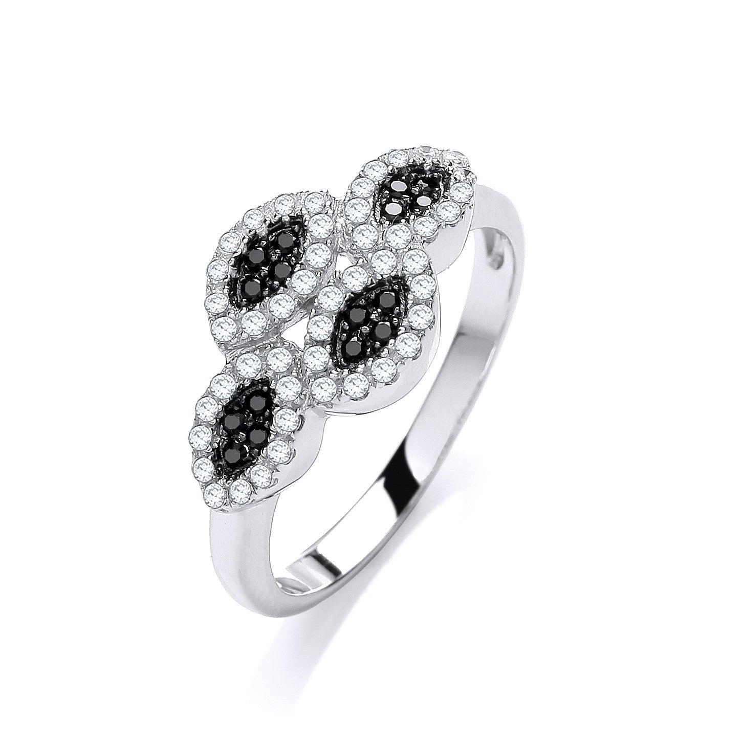 Micro Pave' Black/White Cz Ring