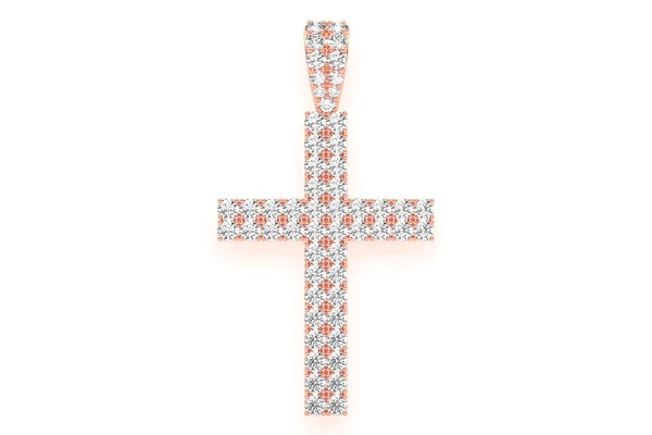 Erkals Jewellers Two Row Cross Pendant 18K Gold Diamond 2.25ctw