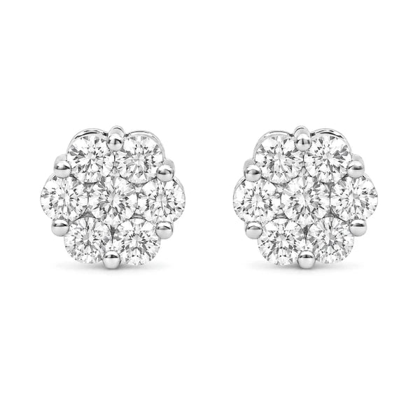 Erkals Jewellers Flower Stud Earrings 18K Gold 2.00ctw