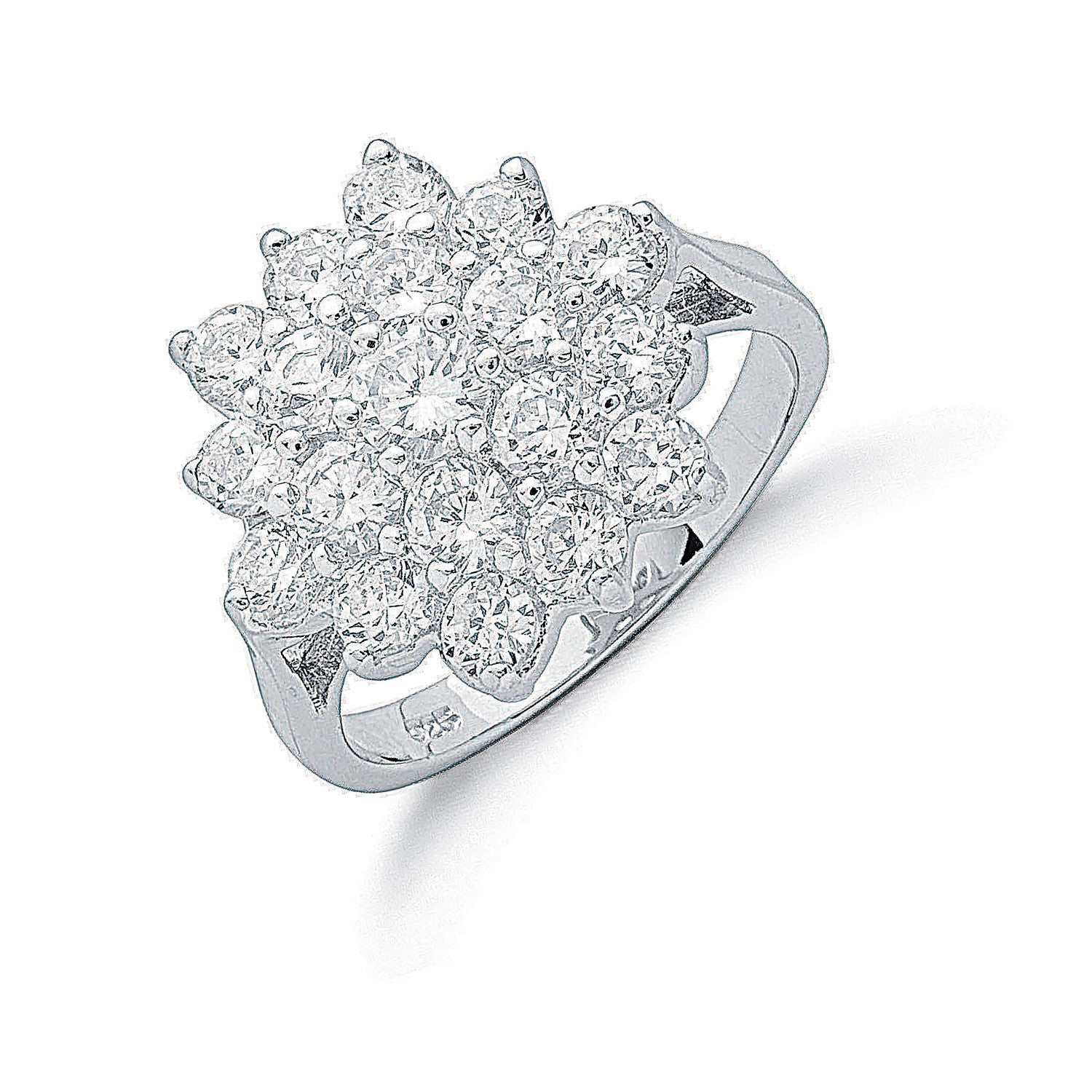 Silver Claw Set Cz Cluster Ring