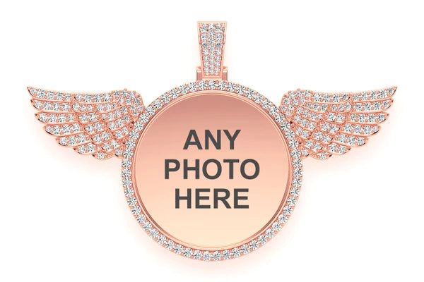 Erkals Jewellers Round Picture Wings Memory Pendant 18K Gold Diamond 8.50ctw