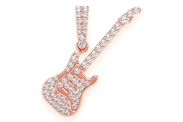 Erkals Jewellers Electric Guitar Diamond Pendant 18K Gold 0.33ctw