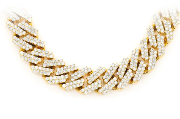 Erkals Jewellers 16mm Raised Prong Cuban Diamond Necklace 18K Gold 33.00ctw