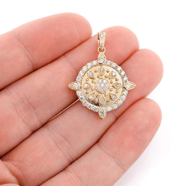 Erkals Jewellers Ornate Medallion Cluster Diamond Pendant 18K Gold 1.25ctw