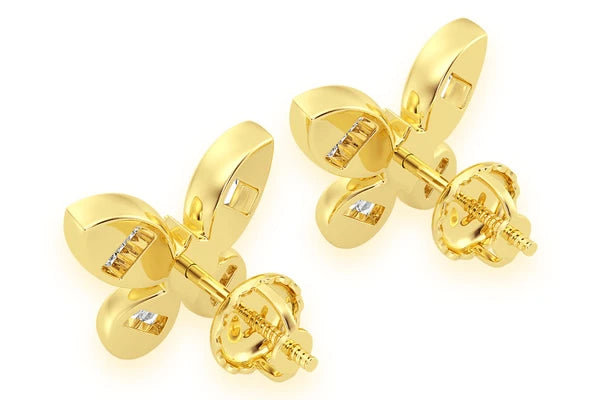 Erkals Jewellers Butterfly Baguette Stud Earrings 18K Gold 0.65ctw