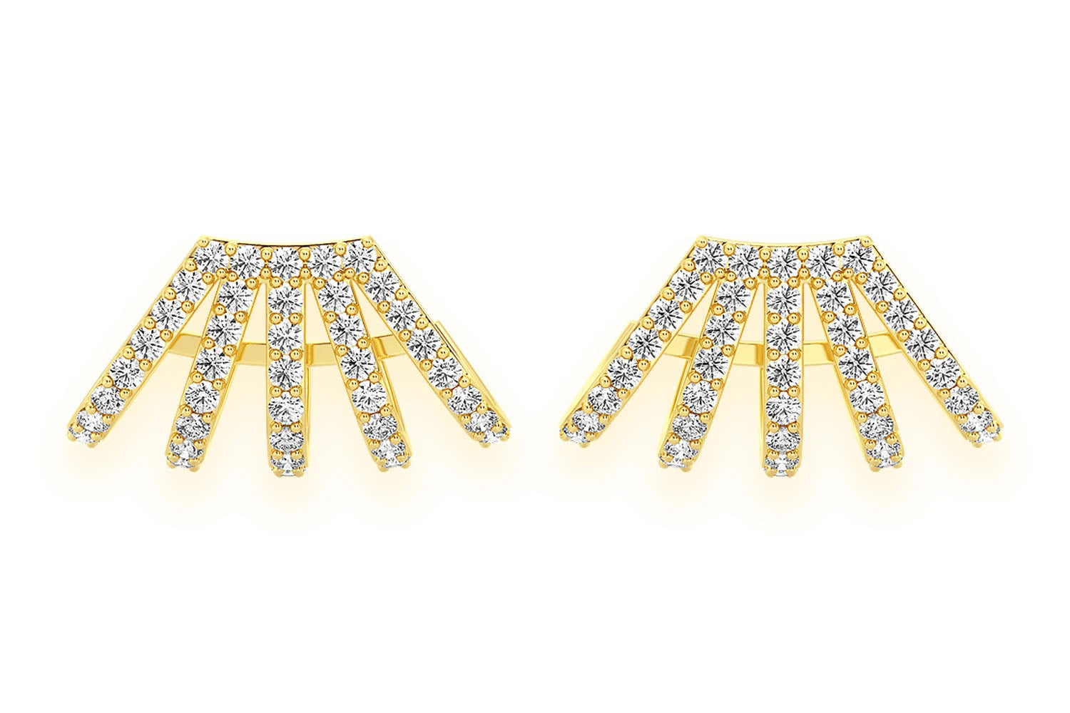 Erkals Jewellers Five Row Cuff Earrings 18K Gold 1.00ctw