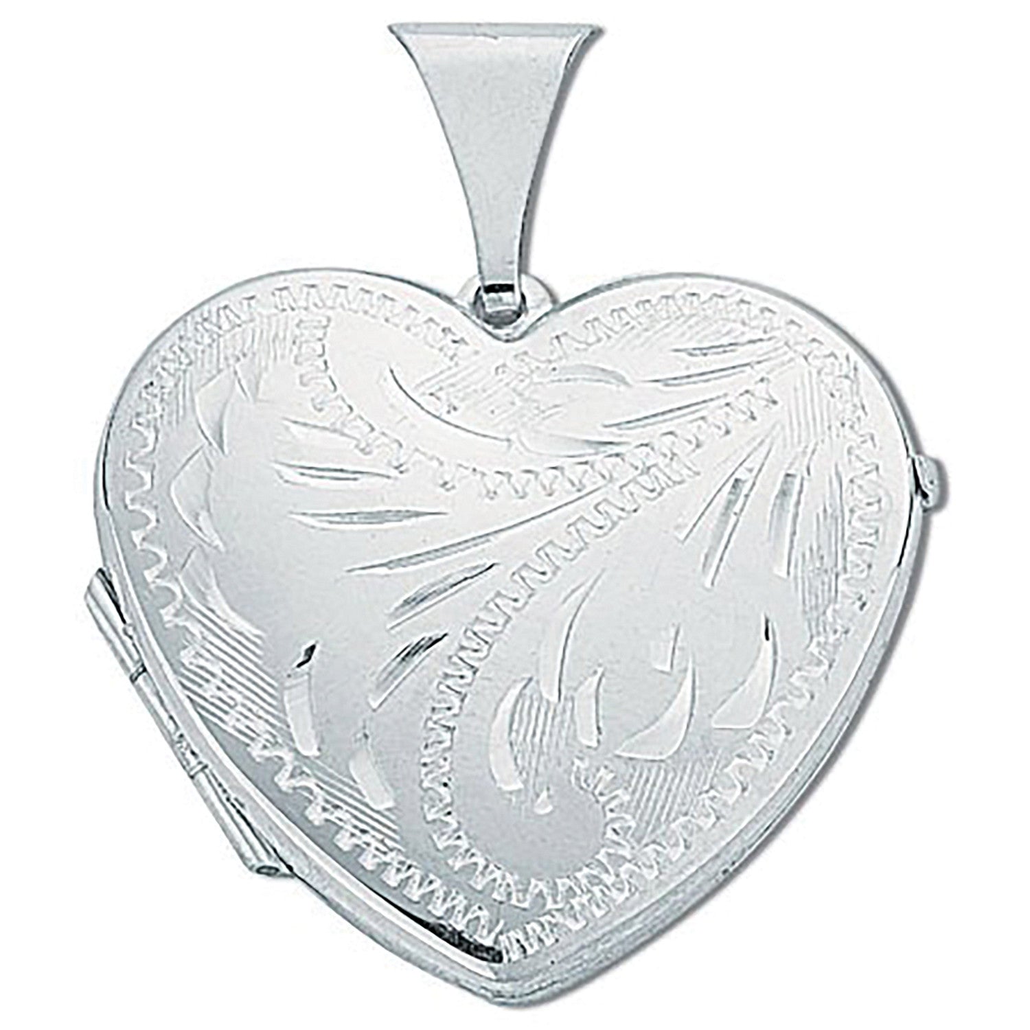 Silver Large Engraved Heart Shaped Locket