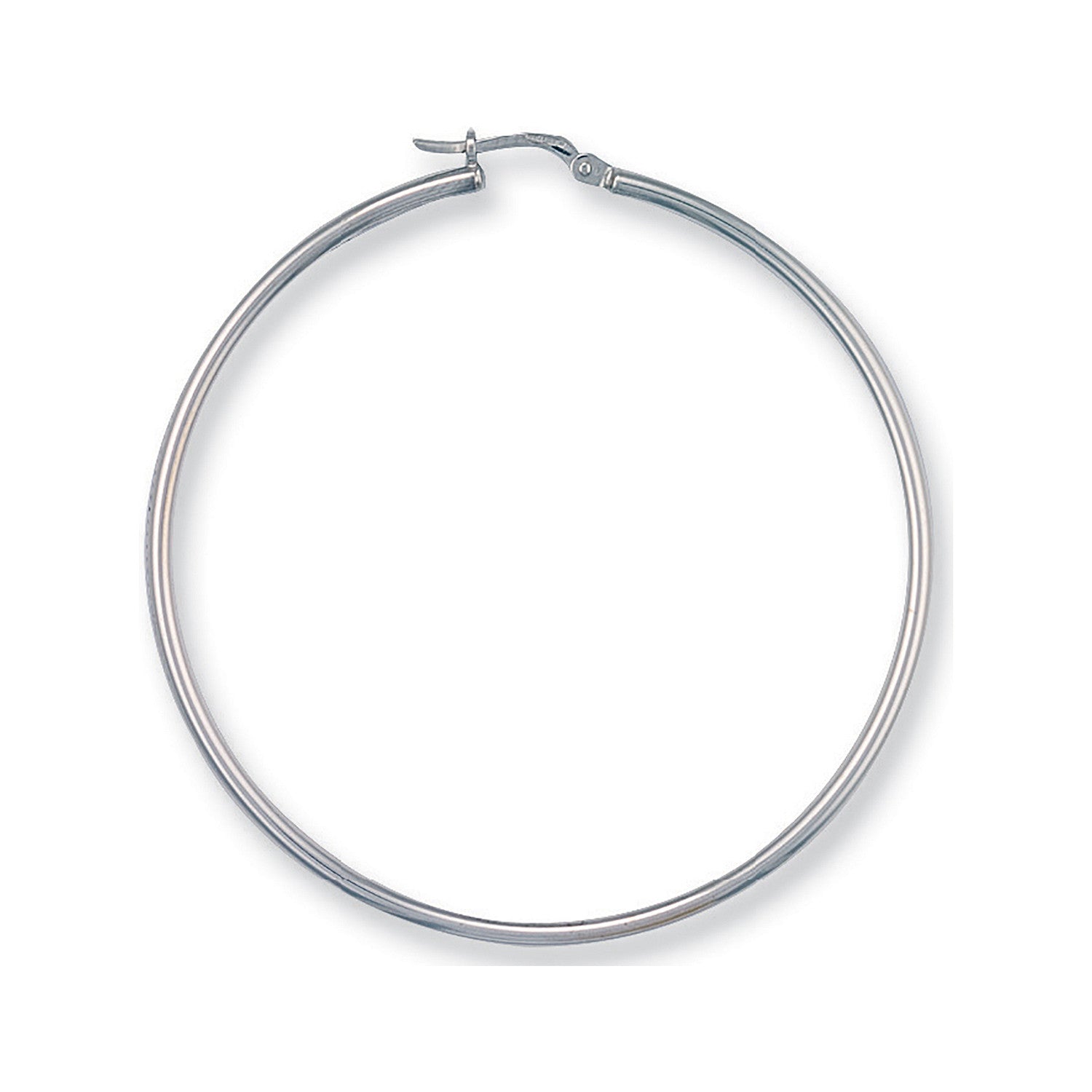 W/G 50mm Round Tube Hoop Earrings