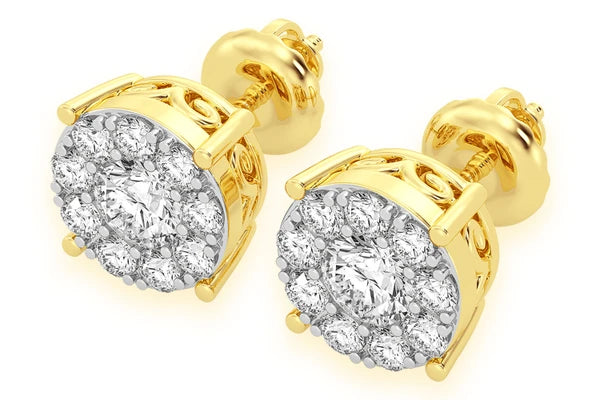 Erkals Jewellers Mosaic Stud Earrings 18K Gold 0.75ctw