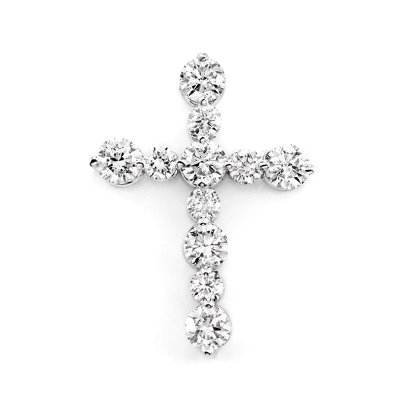 Erkals Jewellers Shared Prong Hidden Bail Cross Pendant 18K Gold Diamond 1.00ctw