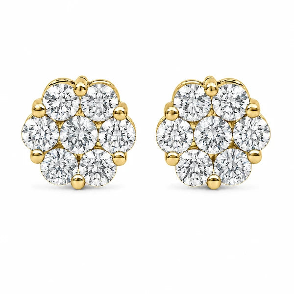 Erkals Jewellers Flower Stud Earrings 18K Gold 4.00ctw