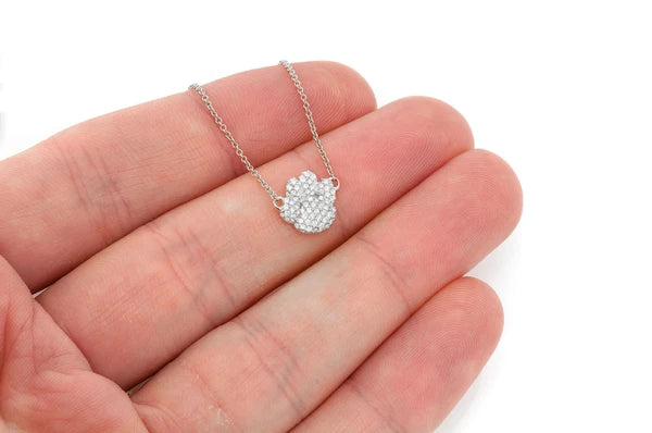 0.35ct Diamond Dog Paw Connected Necklace 14K Solid Gold