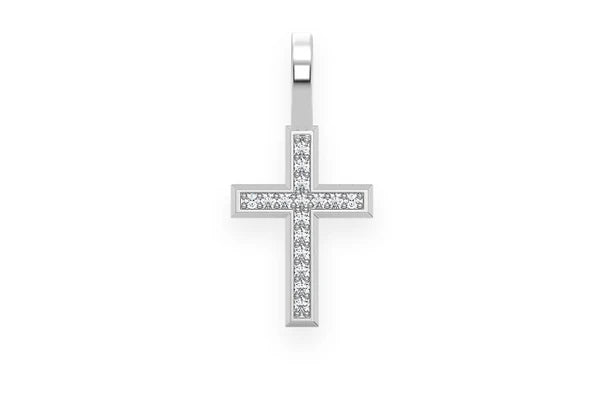 Erkals Jewellers Angled Cross Pendant 18K Gold Diamond 0.05ctw