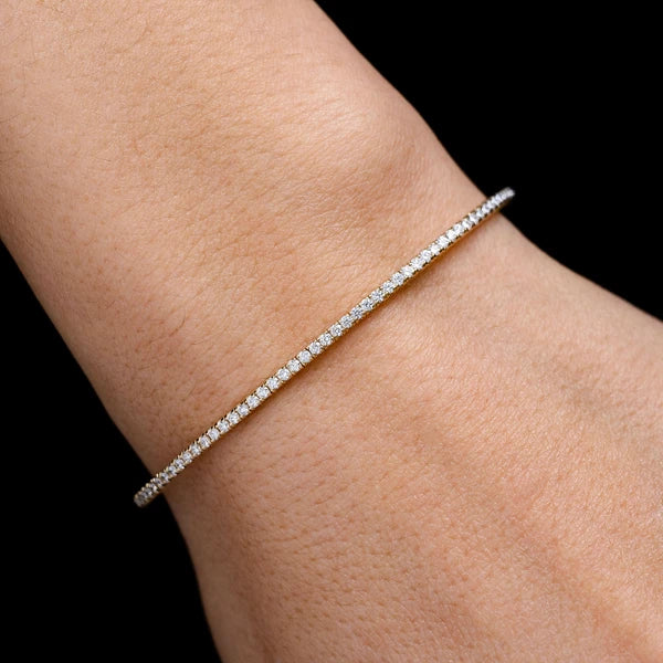 Erkals Jewellers Prong Set Diamond Flex Tennis Bangle Bracelet 18K Gold 0.70ctw