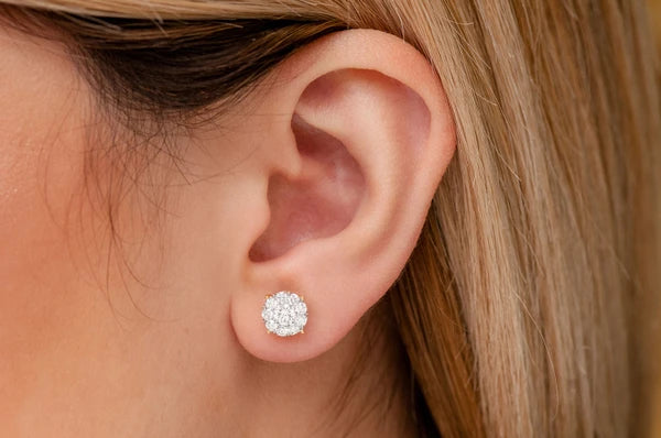 Erkals Jewellers Mosaic Stud Earrings 18K Gold 1.00ctw