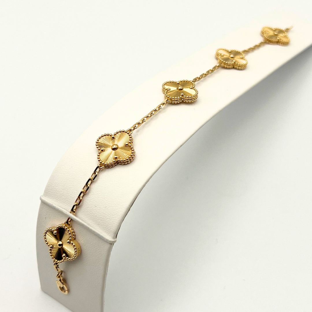 Van Cleef & Arpels Vintage Alhambra Bracelet 5 Motifs 18K Yellow Gold