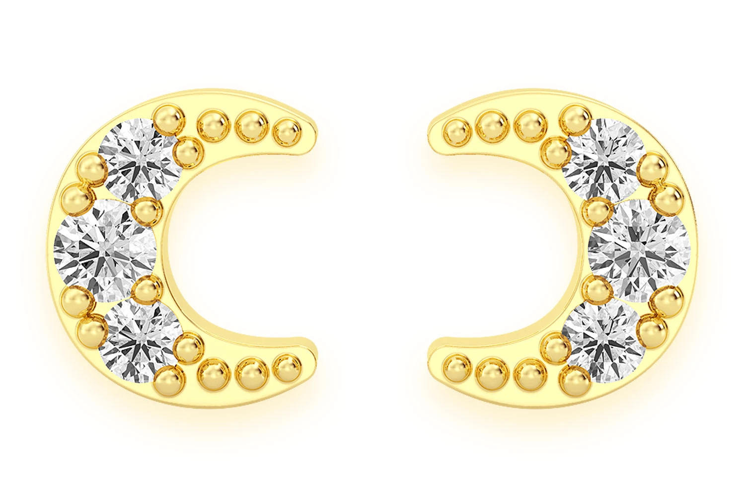 Erkals Jewellers Mini Moon Stud Earrings 18K Gold 0.05ctw