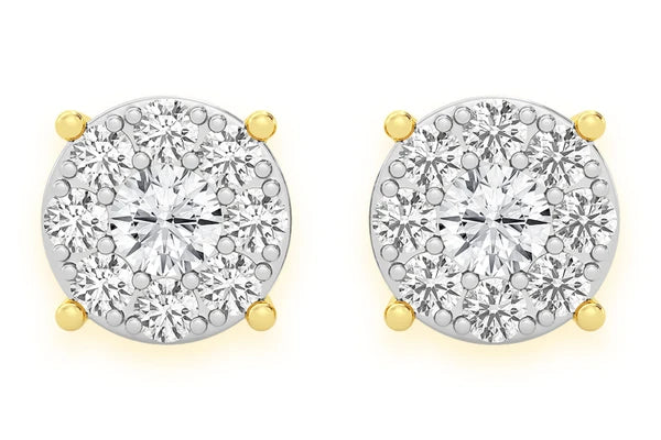 Erkals Jewellers Mosaic Stud Earrings 18K Gold 0.50ctw