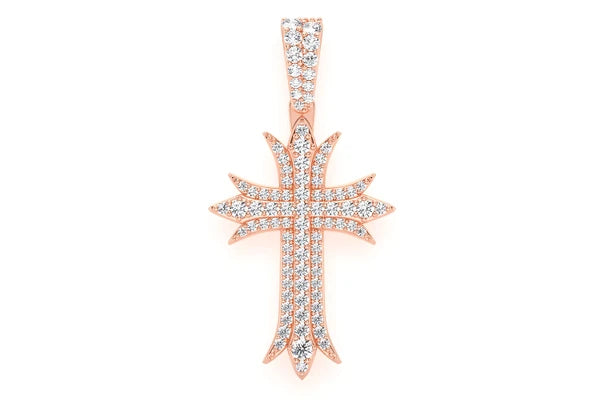 Erkals Jewellers Deco Three Row Cross Pendant 18K Gold Diamond 0.65ctw