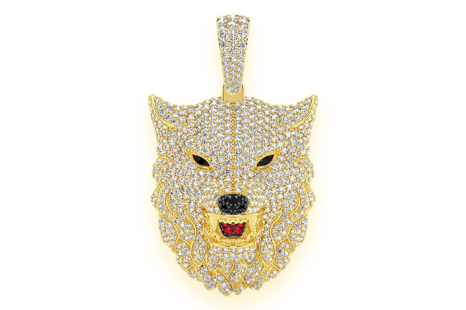 Erkals Jewellers Wolf Head Pendant 18K Gold Diamond 4.75ctw