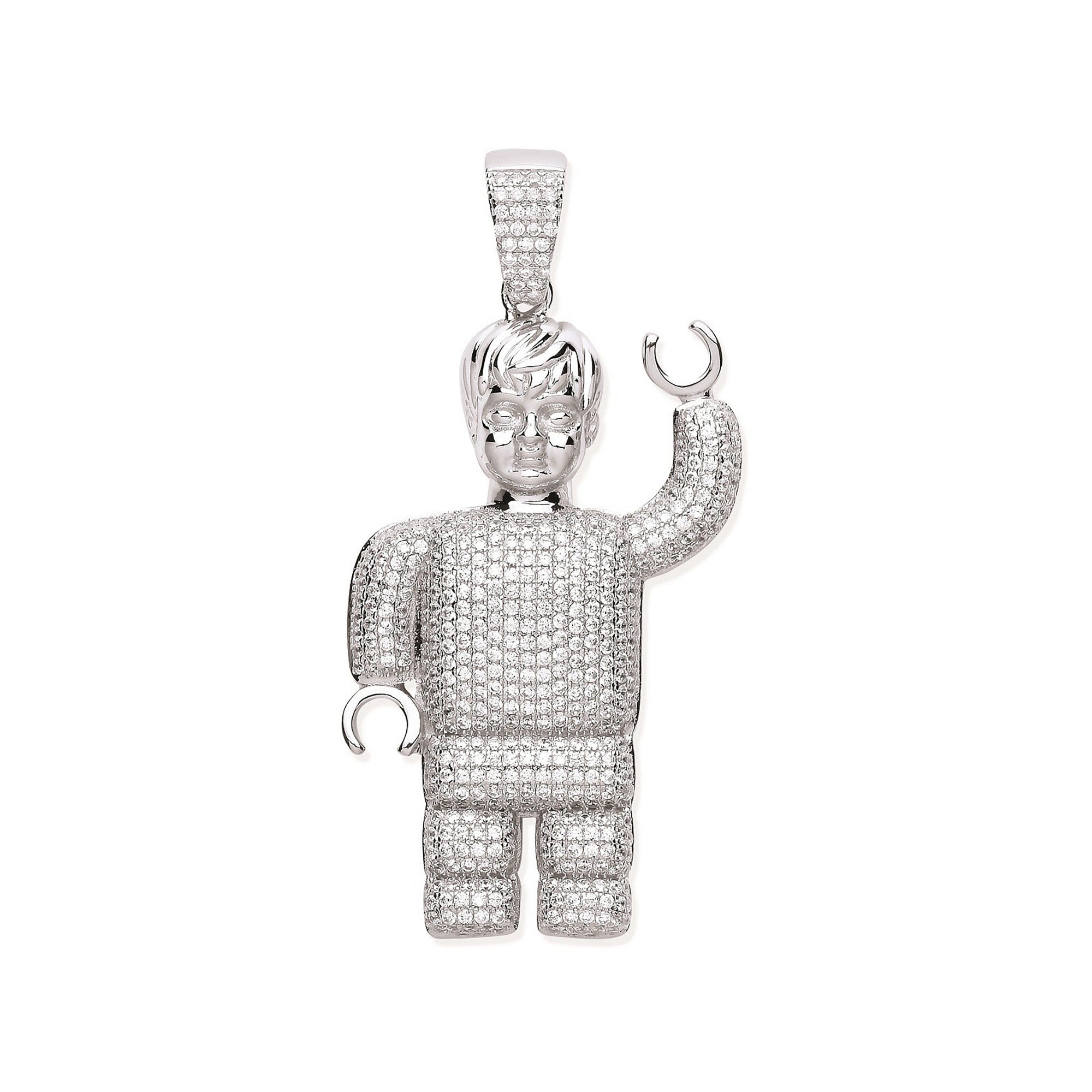 Silver CZ Lego Man Pendant