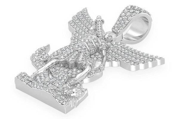 Pendentif diamant Archange Saint Michel 1,50 ct en or massif 14 carats
