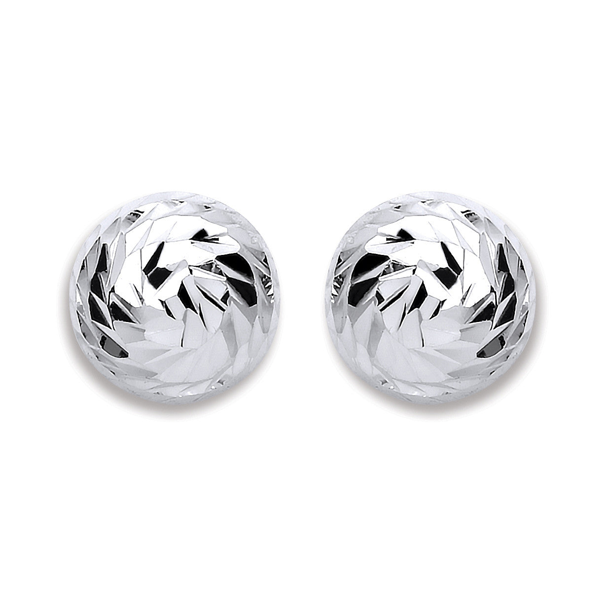 Silver 10mm Disco Half Ball Earrings