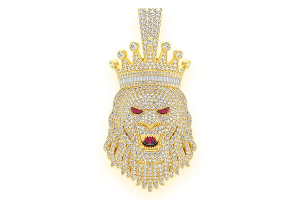 Erkals Jewellers King Crown Lion Pendant 18K Gold Diamond 7.00ctw