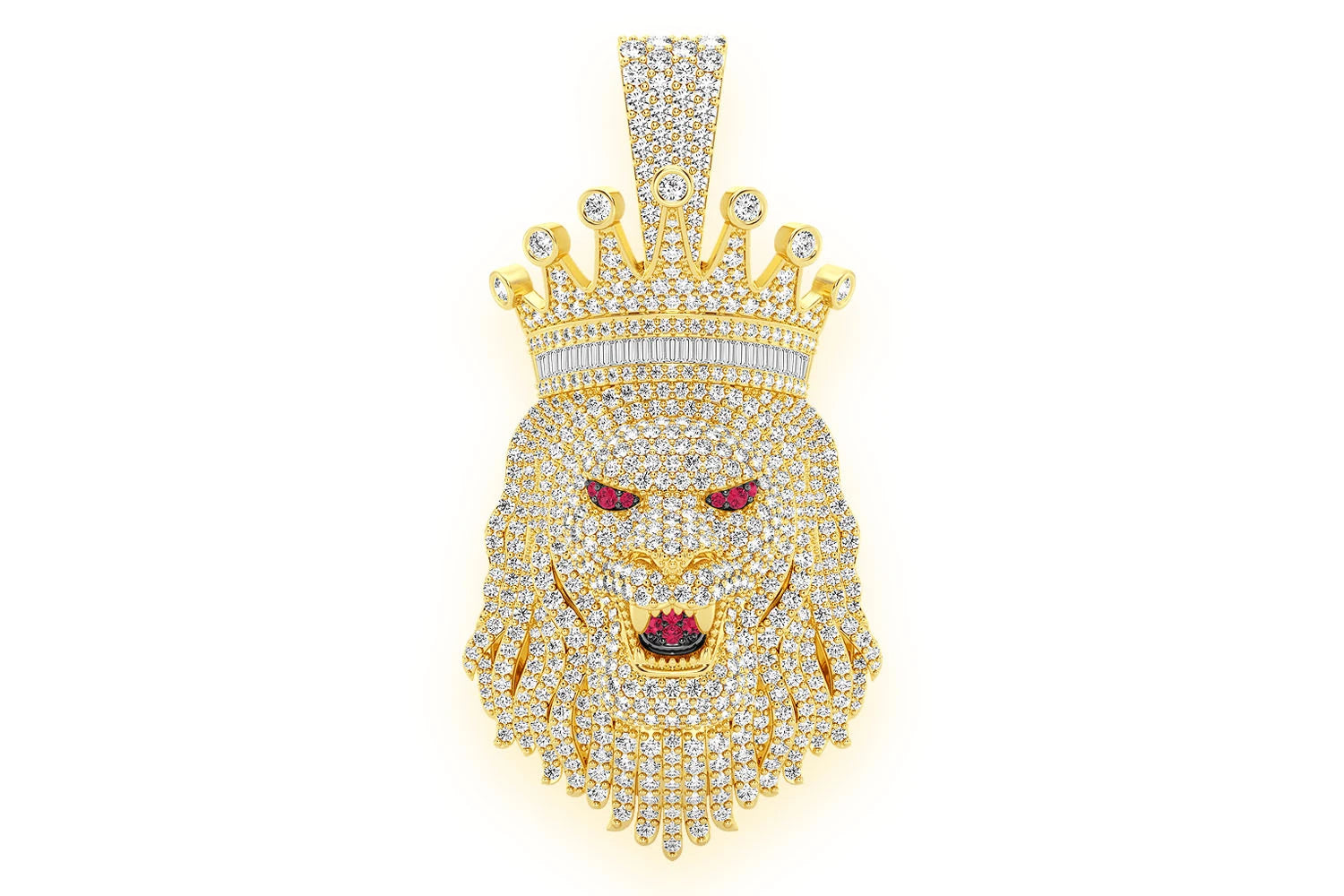 Erkals Jewellers King Crown Lion Pendant 18K Gold Diamond 7.00ctw